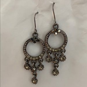 Vintage onyx and crystal earrings